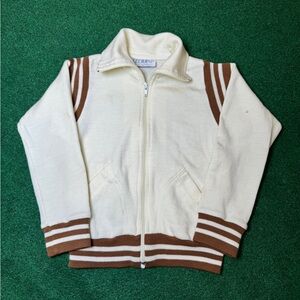 Vintage 70s Protour Triple Knit Kids 6/8 Full Zip Acrylic Track Sweatshirt